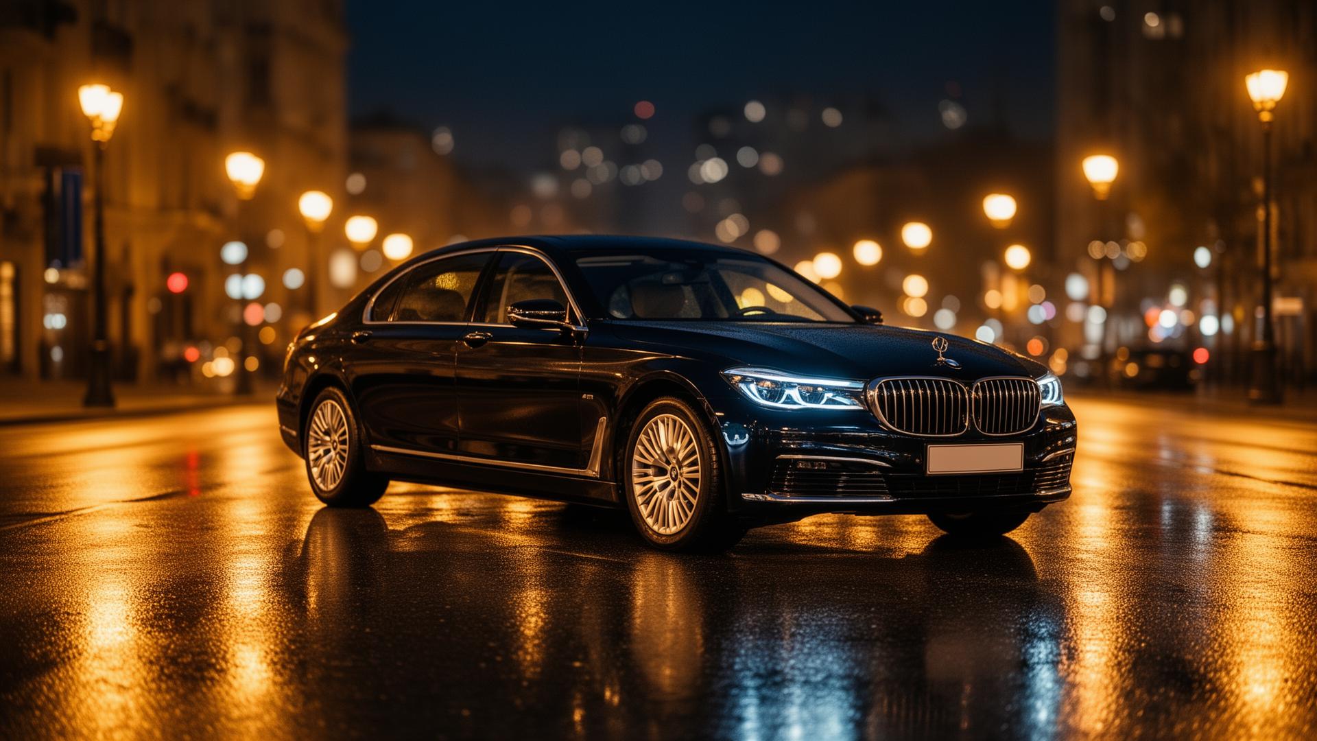 Luxury car at night